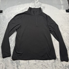 Alo Yoga Quarter Zip Pullover Sweatshirt Black Mock Neck Fleece Lined Athleisure