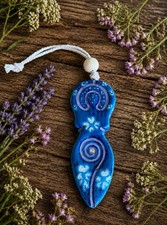Clover Leaf Prosperity Goddess Pendant Amulet- Wicca Pagan Spiritual Handmade