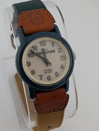 Vtg Timex Expedition Indiglo Watch Women 25mm Case Canvas Band- New Battery