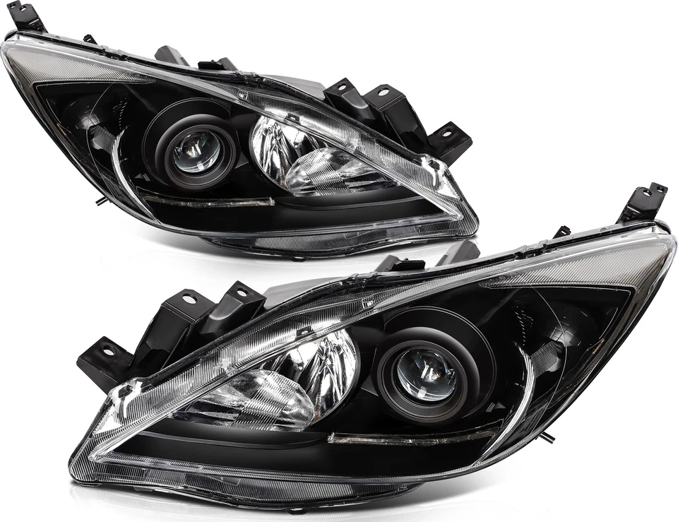 Conjunto de faros carcasa negra para Mazda 3 2010 2011 2012 2013 par (5 velocidades) Foto 3 de 4