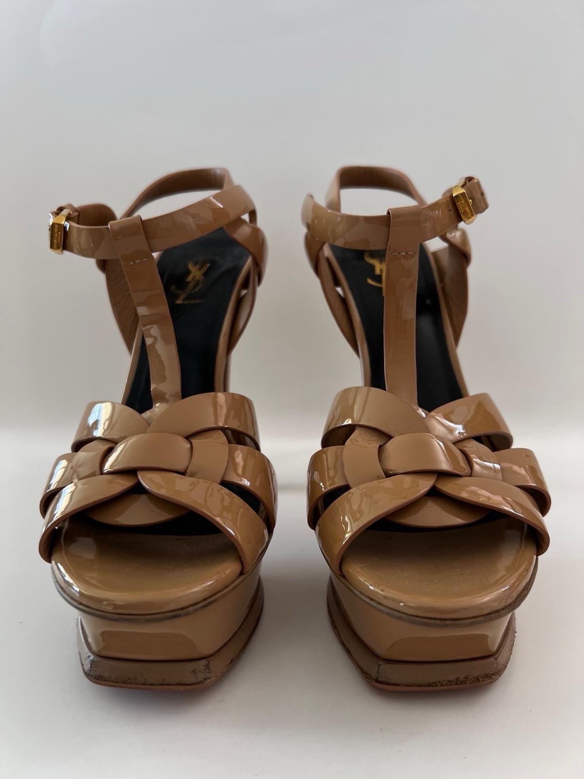 SAINT LAURENT DÉCOLLETÉ DONNA AUTENTICHE YSL TRIBUTE 105 BEIGE VERNICE PELLE 36 5