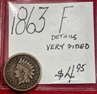 1863 Indian Head Cent (F) Fine Condition! “Details: Very Pitted” ENN Coins