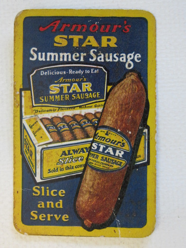 Vintage 1929 Armour's Star Summer Sausage Advertising Calendar Card