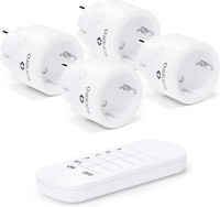 Funksteckdosen 4Er Set 1X Fernbedienung 2300 Watt Bis 30M Funkschalter Weiß