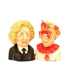 Neil Kinnock & Maggie Thatcher Squeaky Dog Toy - Pet Hates -Spitting Image 80s.