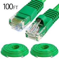 2x 100FT CAT5e Cable Ethernet Lan Network CAT5 RJ45 Patch Cord Internet Green