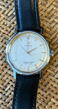 OMEGA Seamaster De Ville Manual Mechanical Silver Dial SS Case Black Leather