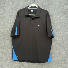 Nike Polo Shirt Mens XL Black Blue Colorblock Mesh Fit Dry Performance Golf