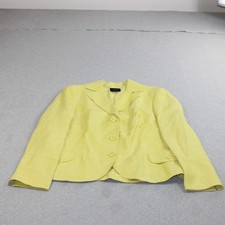 Akris Blazer Women 16 Yellow Linen Silk Jacket Lined Lightweight Colorful Office