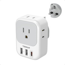 US to UK Plug Adapter PD 20W, Type G Travel Converter with 3 USB Charger 1 USB