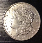 1921-D Morgan Silver Dollar, AU+. Great Luster! C34