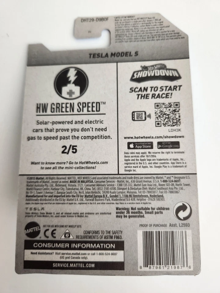 Hot Wheels Tesla Model S синяя No242 — 2016 HW Green Speed - Изображение 2 из 2