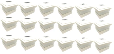 RELIGHTABLE 18 Pack LED White Vinyl 5"X5" Solar Powered Post Deck Cap Square Fence Light WF