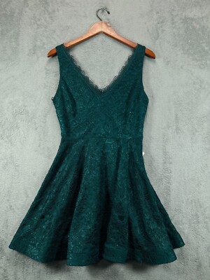 b darlin hunter green dress NWT B Darlin Dress Womens Juniors 9 10 Hunter Green Lace Dress Fit Flare A  Line