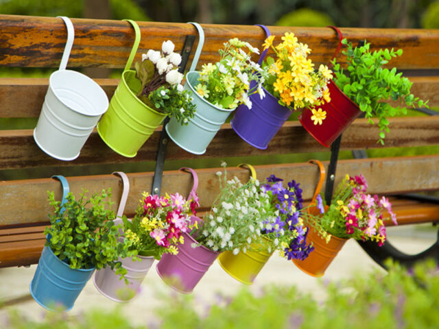 Set of 10 Metal Hanging Plant Pots Flower Pot Decor Planters With Drainage Hole for sale online | eBay