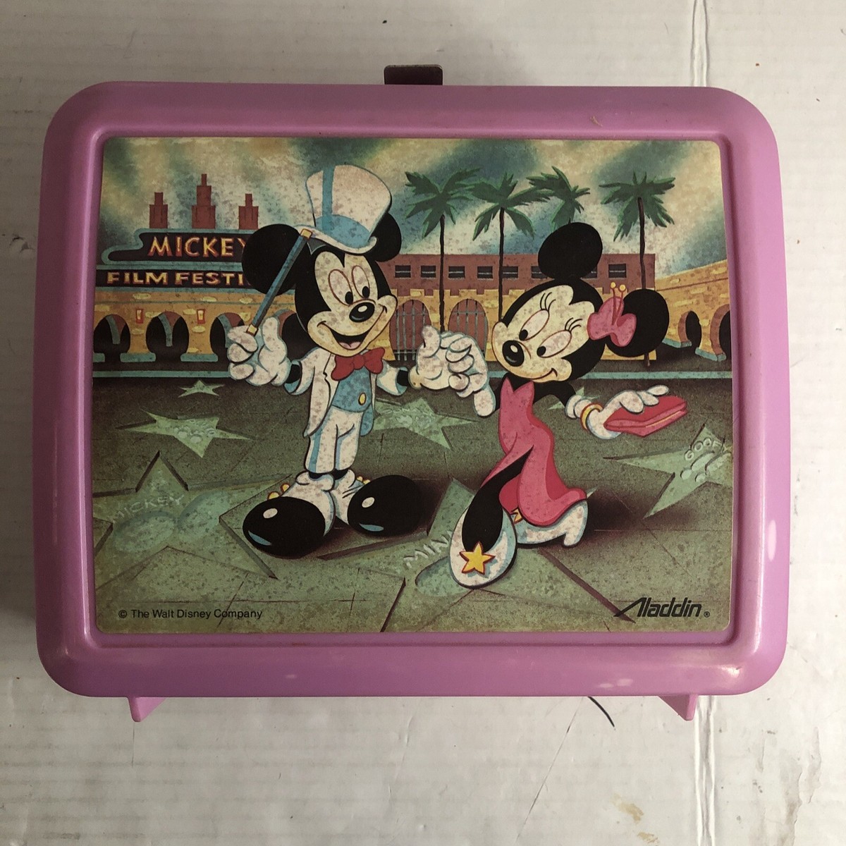 Pink 90's Mickey and Minnie Mouse Film Festival Aladdin Lunchbox
