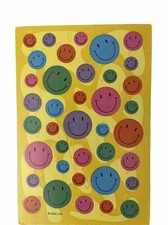 COLORFUL SMILEY FACE Stickers 36pcs AGC  Happy  Children  Kids  Circles  3 Sizes  