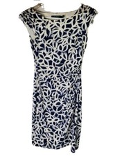 Ralph Lauren Gray Ivory Floral Sheath Dress Lined Any Occasion Sleeveless Size 2