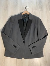 Nine West Gray Black Collar Blazer Jacket Sz 14