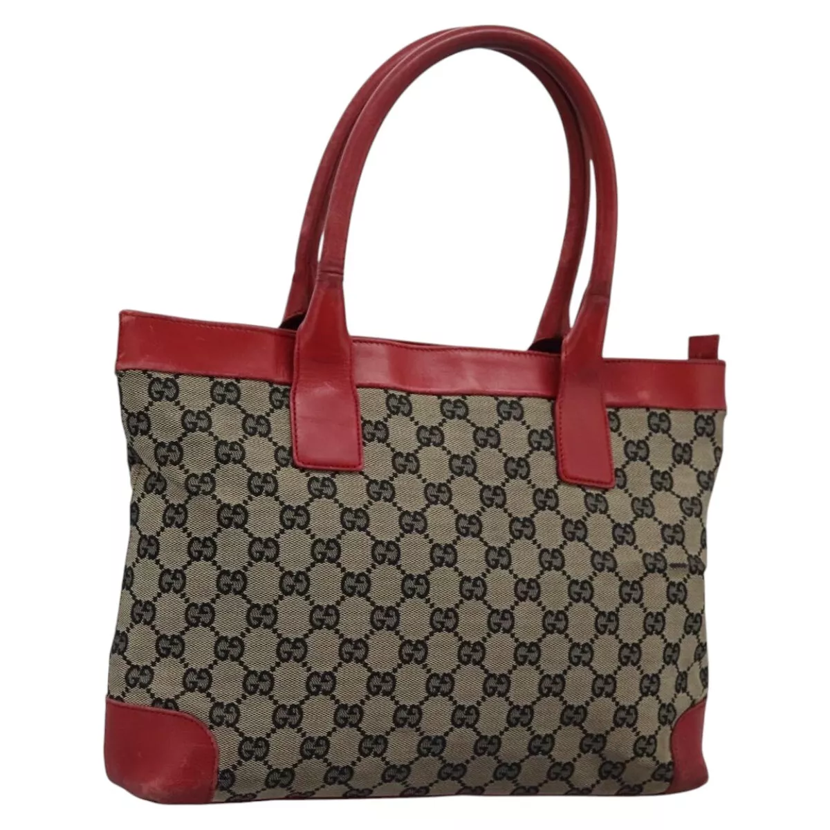 Sac fourre tout GUCCI GG Supreme beige rouge or 002 119 authentique 115785