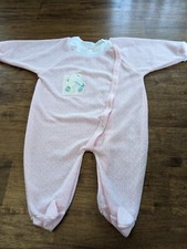 Vintage Gerber Baby Footie One Piece Snap Pajamas Pink With Bear Sz. Medium