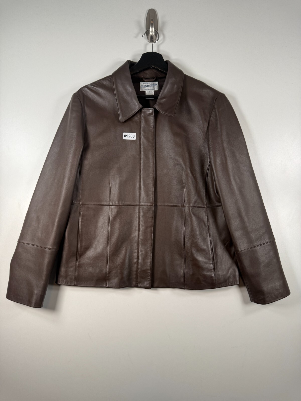 Pendleton Womens Full Zip Leather Jacket Brown Sz… - image 1
