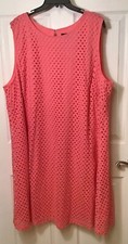Sharagano Women’s Plus Size 24W Orange Dress, Lace Over Lining, Shift Sleeveless