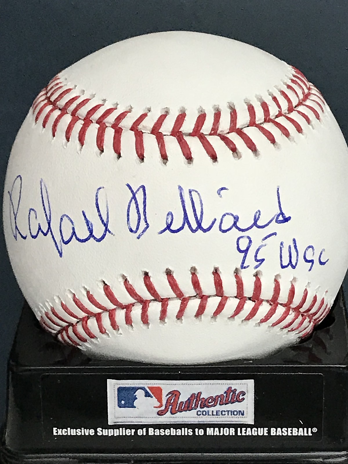 RAFAEL BELLIARD ATLANTA BRAVES 1995 WS CHAMPS SIGNED OML BASEBALL 