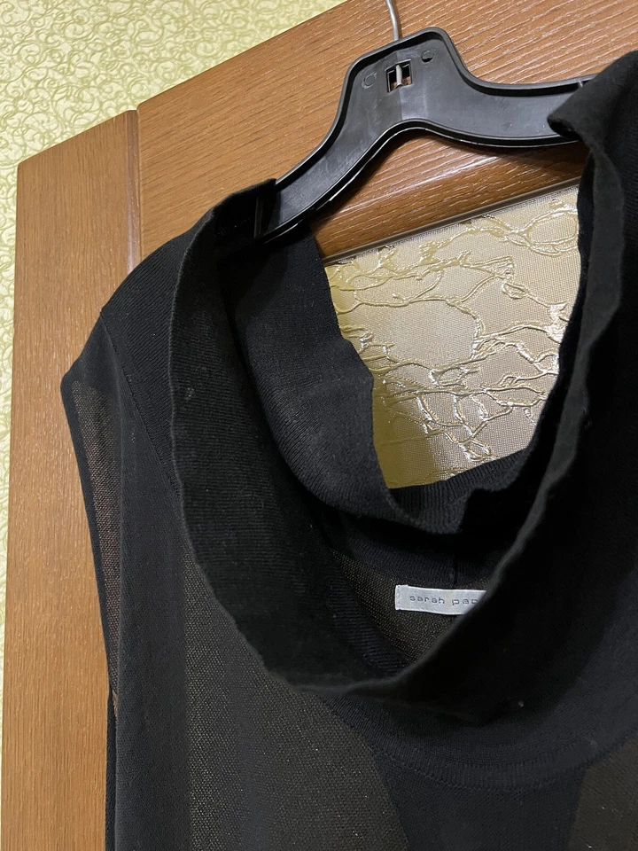 SARAH PACINI RARE JAPANESE ASYMMETRICAL TUNIC MINI OPEN BACK BLACK DRESS SZ 2 - Image 4 of 4