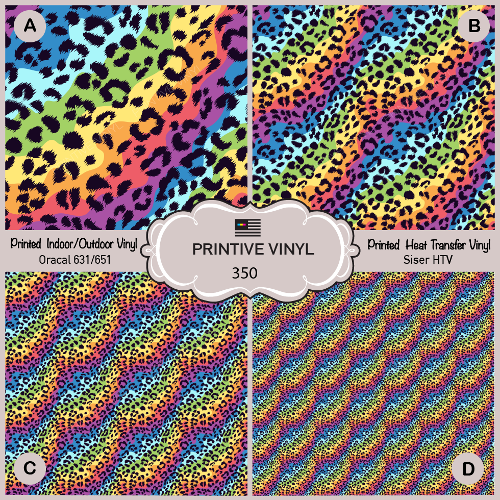 Rainbow Leopard Patterned Iron on Vinyl, Printed HTV, Adhesive Vinyl-  350