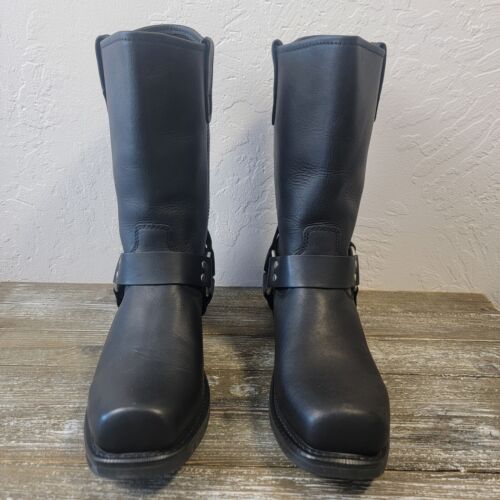GEAR BOX Boots Mens Size 11D Black Leather Harness Biker Motorcycle 9115 Sq Toe - Picture 2 of 24