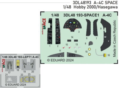 1/48 A-4C Skyhawk Dashboard 3D Decal and Seatbelts PE for Hobby 2000/Hasegawa
