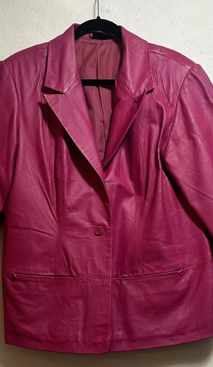 Dark pink leather jacket shop