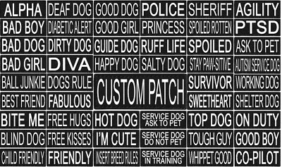 Custom Personalized Removable Patch (2 per pack) Tag For Dog Harness and Collar