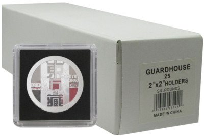 25 Guardhouse Tetra 2x2 Coin Holder Snap Capsule 39mm Silver Round Poker Case