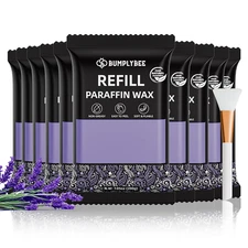 Paraffin Wax Kit - 10 Packs Lavender Paraffin Wax Refills with Silicone Brush - 