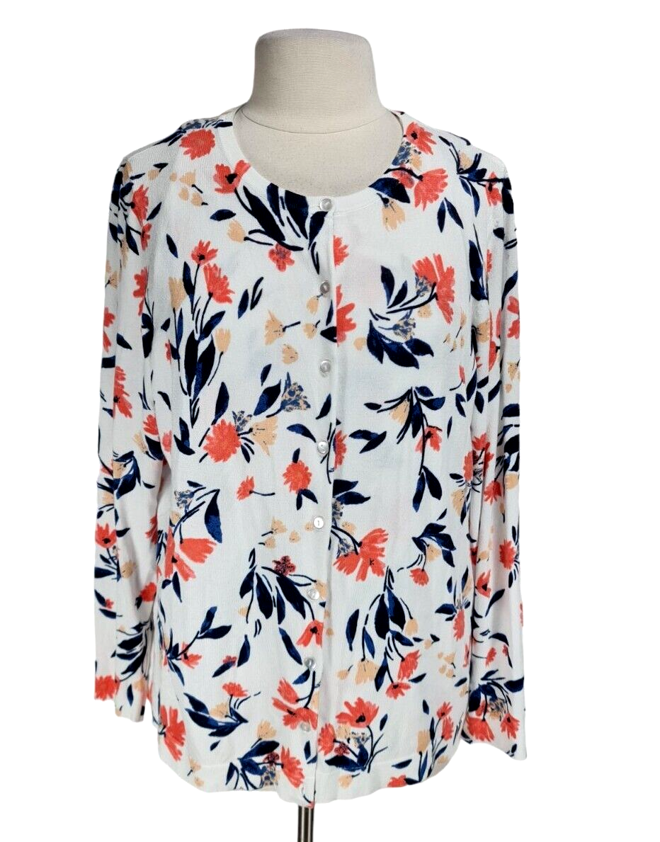 Croft Barrow Womens XXL Floral Crew Neck Long Sleeve Two Piece Top 150P