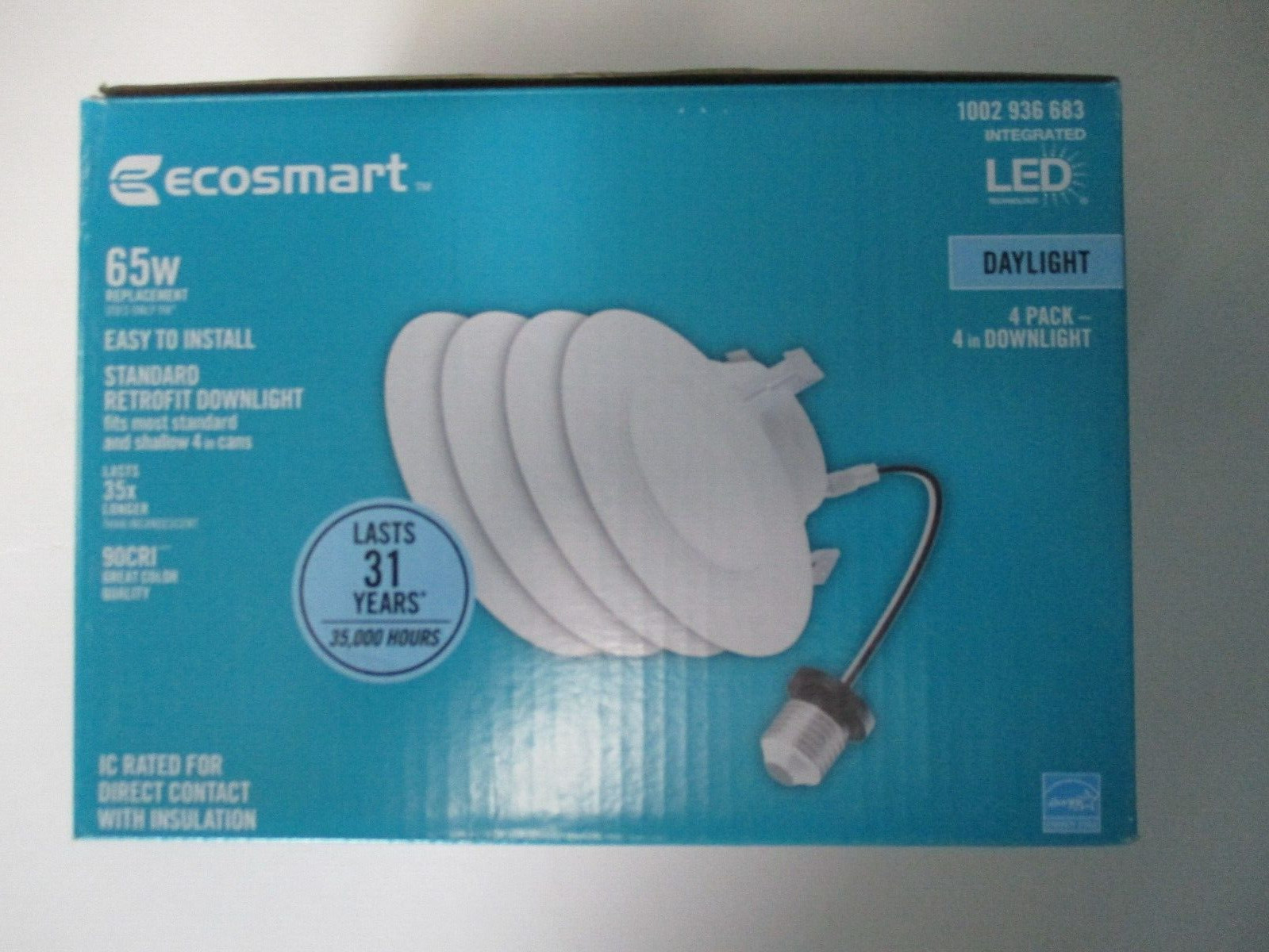 EcoSmart Daylight 65W LED 4 Inch Retrofit Downlight Recessed 4 Pack New
