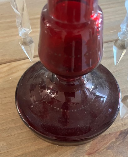 Superb Large Victorian Cranberry Glass Lustre - 35.5cm Tall - Picture 6 of 6