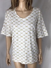 Women's NWT Karen Scott White With Gold Glitter Buterfly Print Top Plus Size 2X