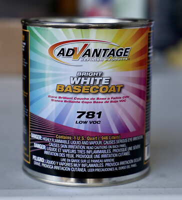 Advantage 781 Bright White Basecoat Car Paint QUART SIZE VOC Compliant