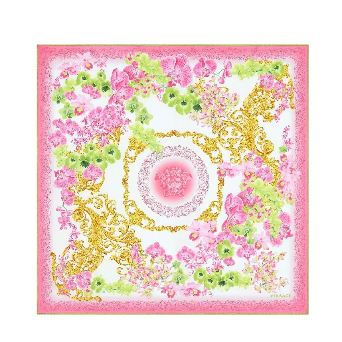 VERSACE Medusa Orchid Large Silk Scarf 1001600 1A06726 5W020 multi