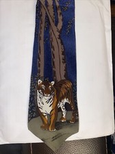 Vintage 1991 WWF World Wildlife Fund Bengal Tiger Silk Tie Made In USA