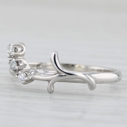 Diamond Flower Enhancer Ring 14k White Gold Sz 7.5 Guard Wedding Band Stackable