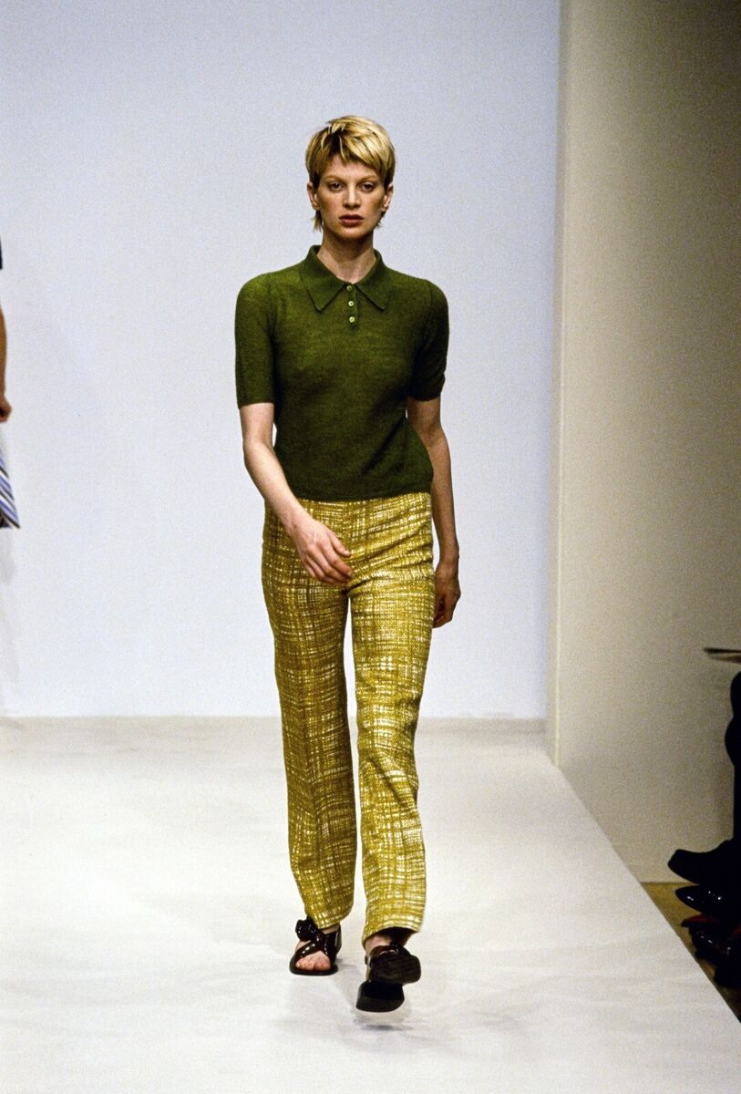 Prada Vintage Archive Spring 1996 Brown Tweed Print Silk Prada Vintage Archive Spring 1996 Brown Tweed Print Silk