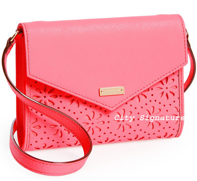 NWT KATE SPADE Perforated Flowers Leather Envelope Clutch