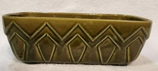 Vintage Brush USA Green Rectangle Ceramic Planter McCoy A107-8" Zigzag Pattern