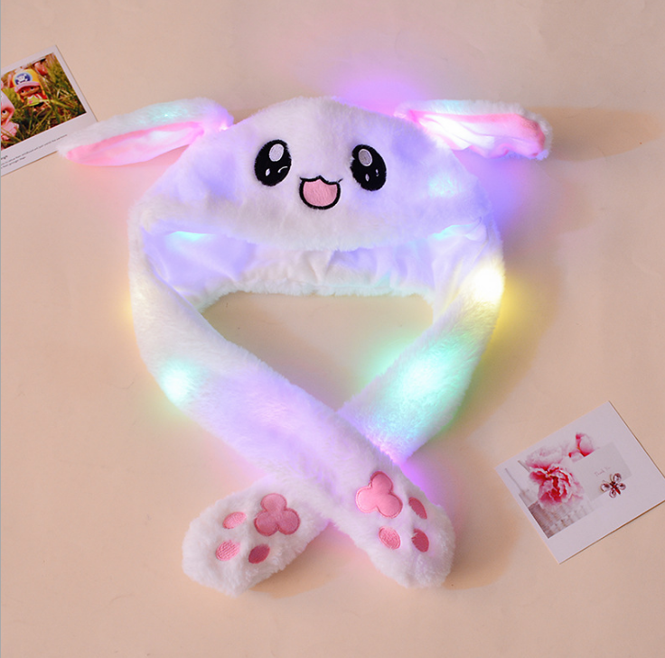 Bunny Hat Light Up Cute Plush Rabbit Hat Moving Ears With Colorful LED ...