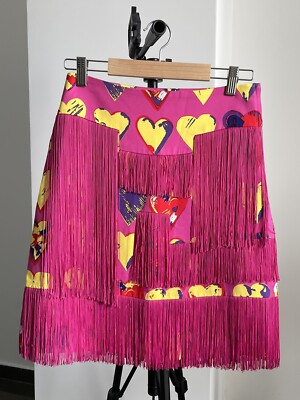 VIP【関税送料無料】希少 VERSACE BLACK, PINK AND GREEN SKIRT VERSACE for H&M Women's Suit Skirt & Top Pink Heart Print US