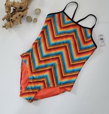 Joe Boxer Girls 1-Piece Swim Suit  Multi Color Orange NWT size 6x